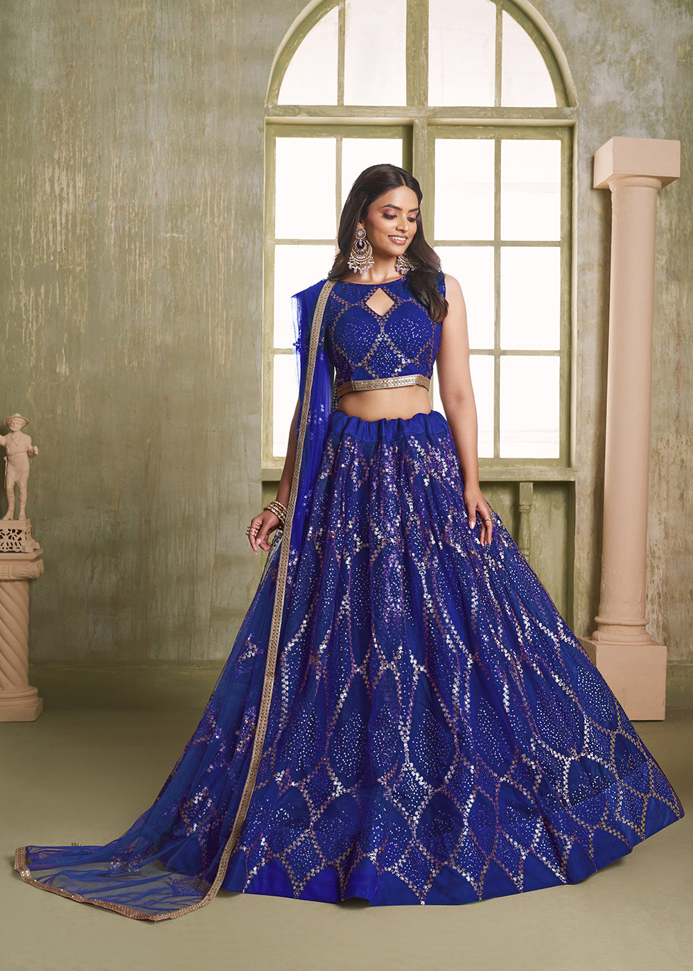 Buy Now Enchanting Blue Net Wedding Festive Lehenga Choli Online in USA, UK, Canada, France, Italy &amp; Worldwide at Empress Clothing. Free International Shipping.