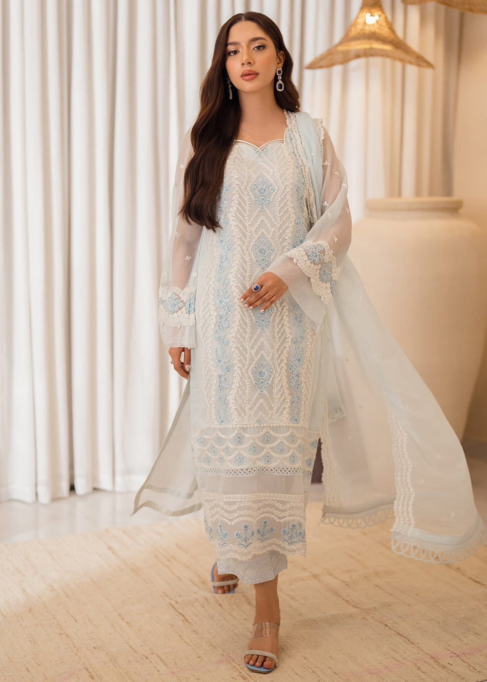 Buy Now 3 Pcs Embroidered Luxury Chiffon Formals '24 by Azure | Ocean Whisper Online at Empress Online in USA, UK, Canada & Worldwide at Empress Clothing.