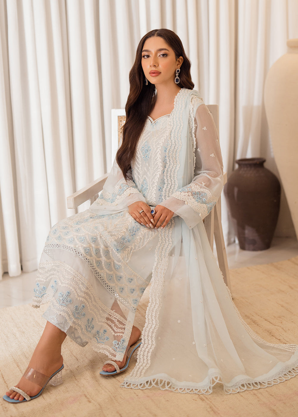 Buy Now 3 Pcs Embroidered Luxury Chiffon Formals '24 by Azure | Ocean Whisper Online at Empress Online in USA, UK, Canada & Worldwide at Empress Clothing.