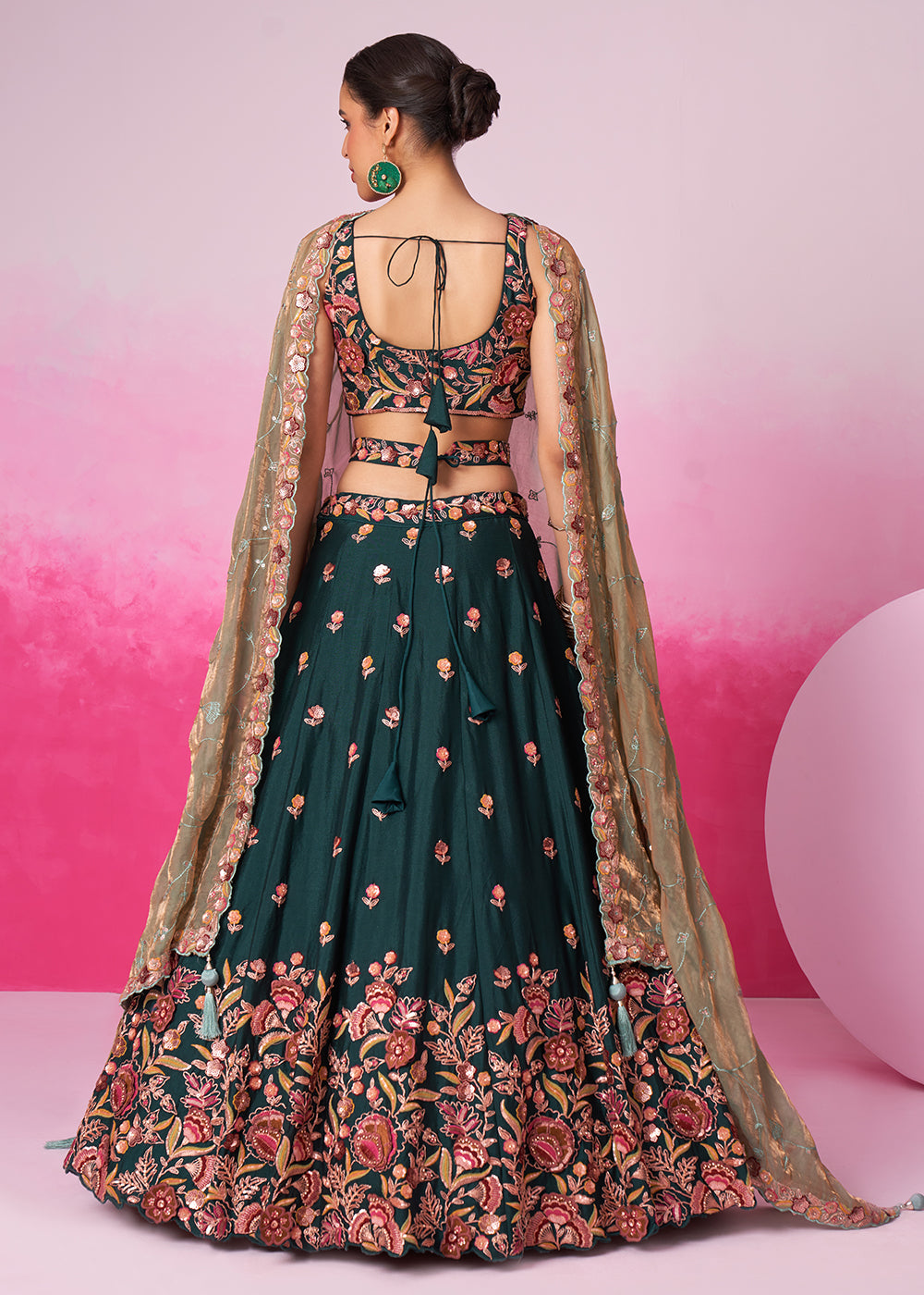 Buy Now Designer Green Chiffon Embroidered Wedding Lehenga Choli Online in USA, UK, Canada & Worldwide at Empress Clothing. 