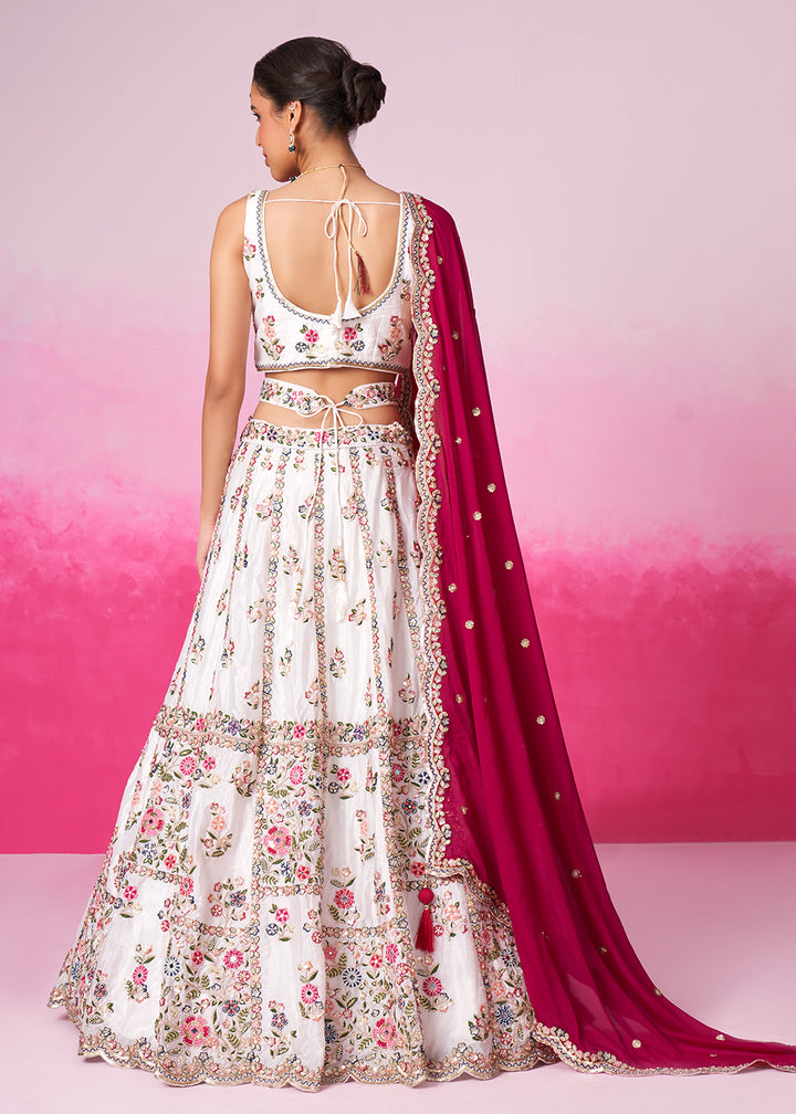 Buy Now Cream Georgette Sequins & Moti Embroidered Lehenga Choli Online in USA, UK, Canada & Worldwide at Empress Clothing. 