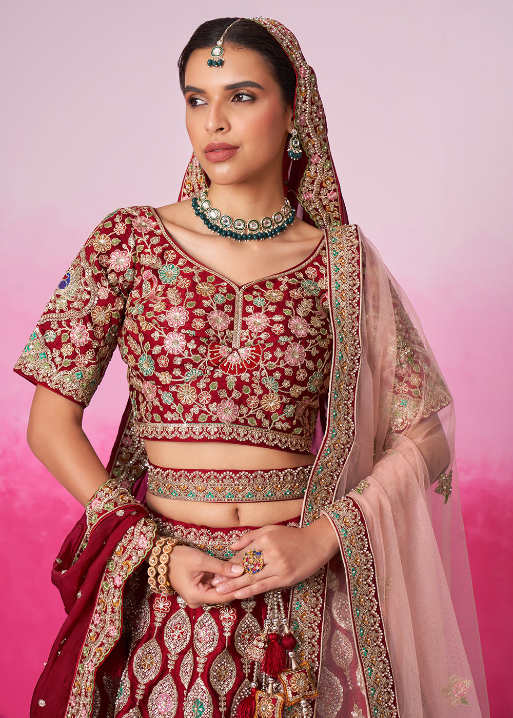 Buy Now Pure Silk Embroidered Red Designer Bridal Lehenga Choli Online in USA, UK, Canada & Worldwide at Empress Clothing.