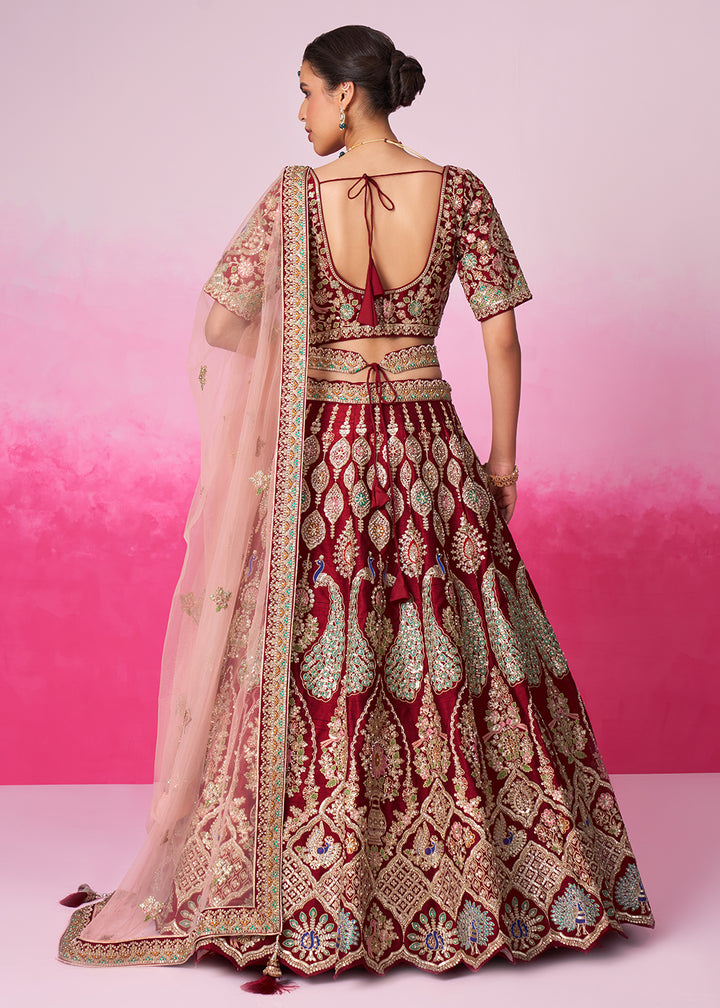 Buy Now Pure Silk Embroidered Red Designer Bridal Lehenga Choli Online in USA, UK, Canada & Worldwide at Empress Clothing.