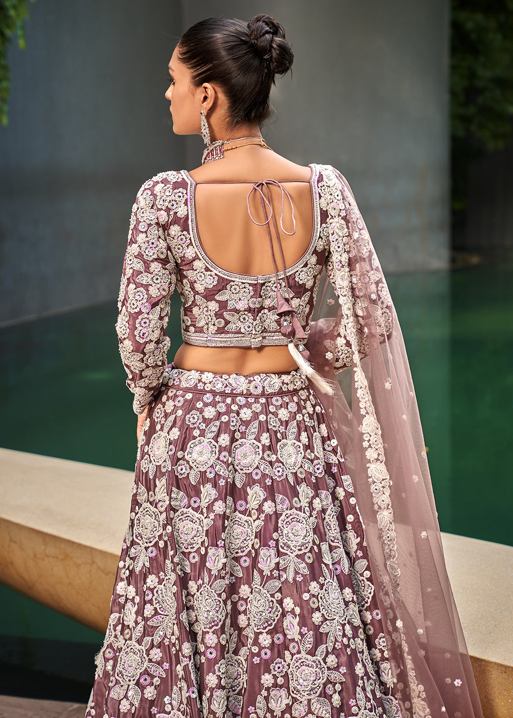 Buy Now Lavender Satin Embroidered Premium Quality Lehenga Choli Online in USA, UK, Canada, UAE, France, Germany & Worldwide at Empress Clothing.