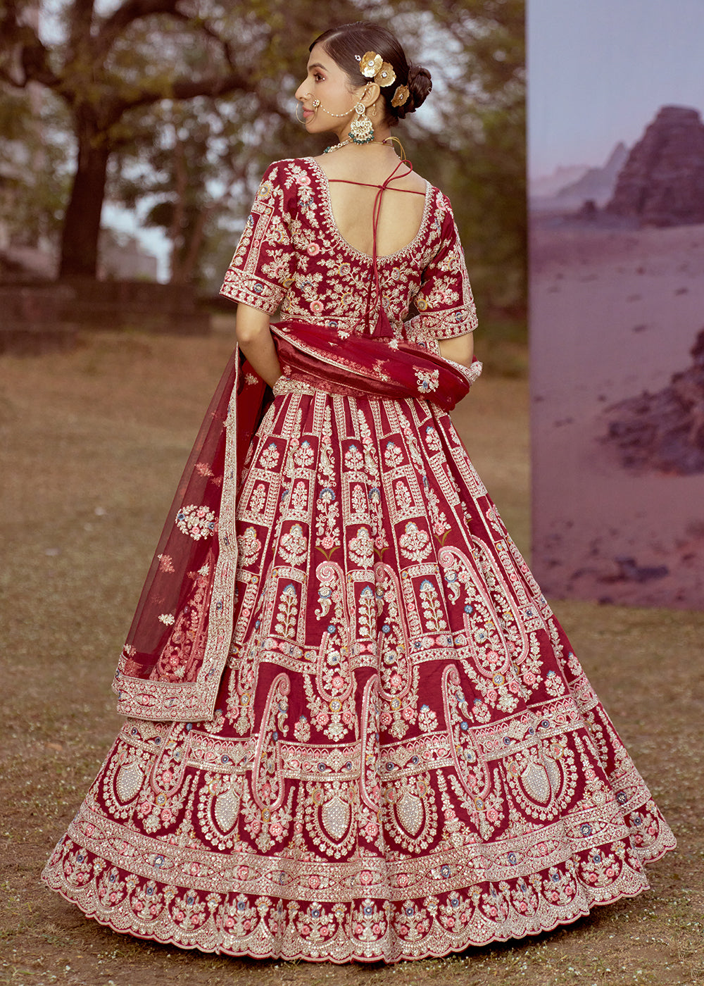 Buy Now Maroon Pure Silk Embroidered Wedding Wear Lehenga Choli Online in USA, UK, Canada, UAE, France, Germany & Worldwide at Empress Clothing. 