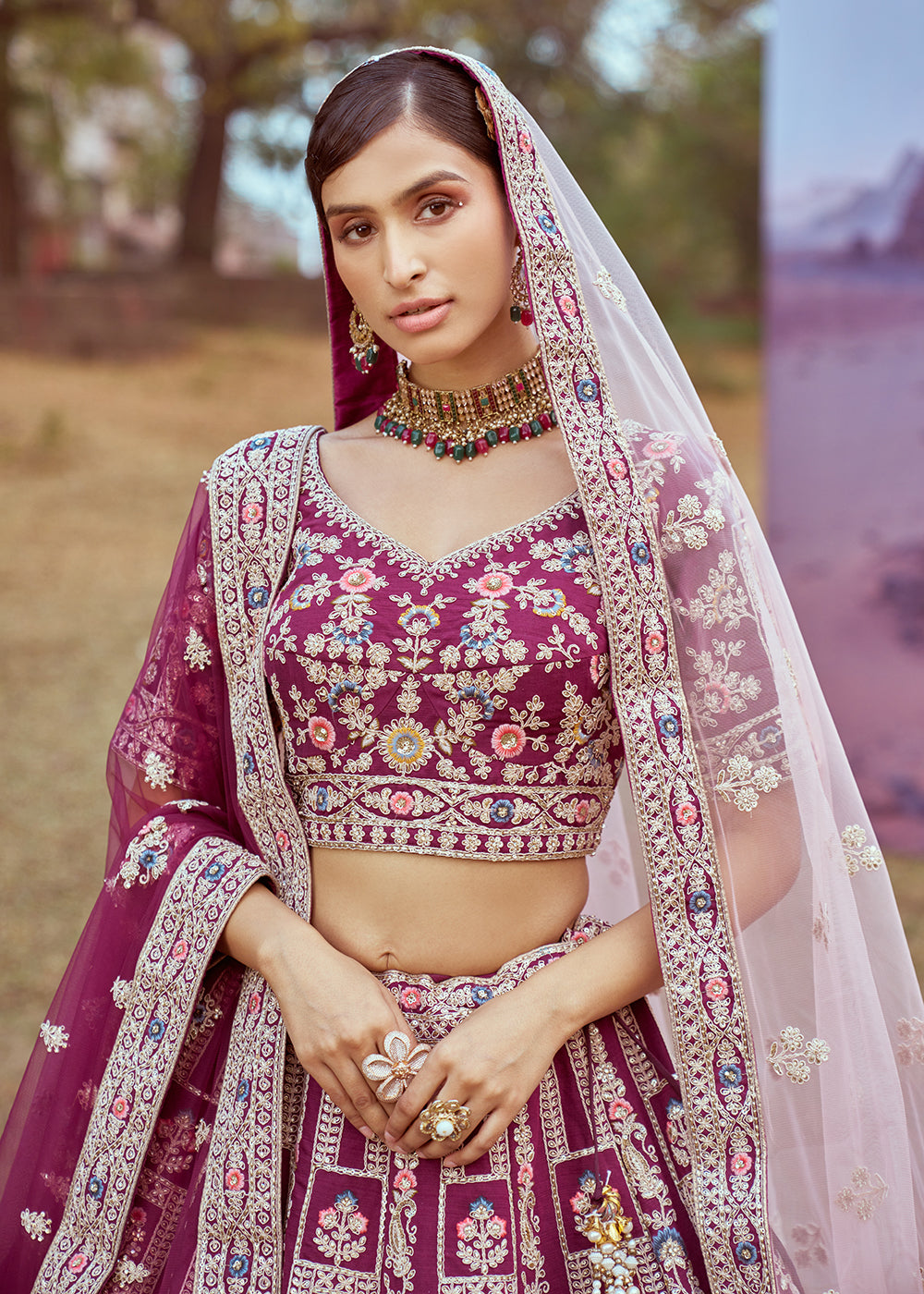 Buy Now Purple Silk Embroidered Wedding Wear Lehenga Choli Online in USA, UK, Canada, UAE, France, Germany & Worldwide at Empress Clothing.