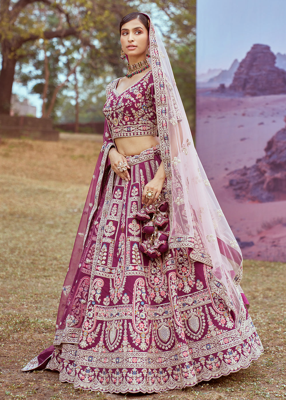 Buy Now Purple Silk Embroidered Wedding Wear Lehenga Choli Online in USA, UK, Canada, UAE, France, Germany & Worldwide at Empress Clothing.