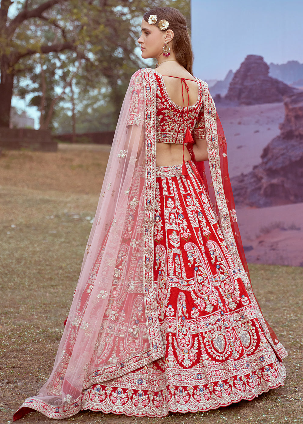 Buy Now Red Silk Embroidered Wedding Wear Lehenga Choli Online in USA, UK, Canada, UAE, France, Germany & Worldwide at Empress Clothing. 