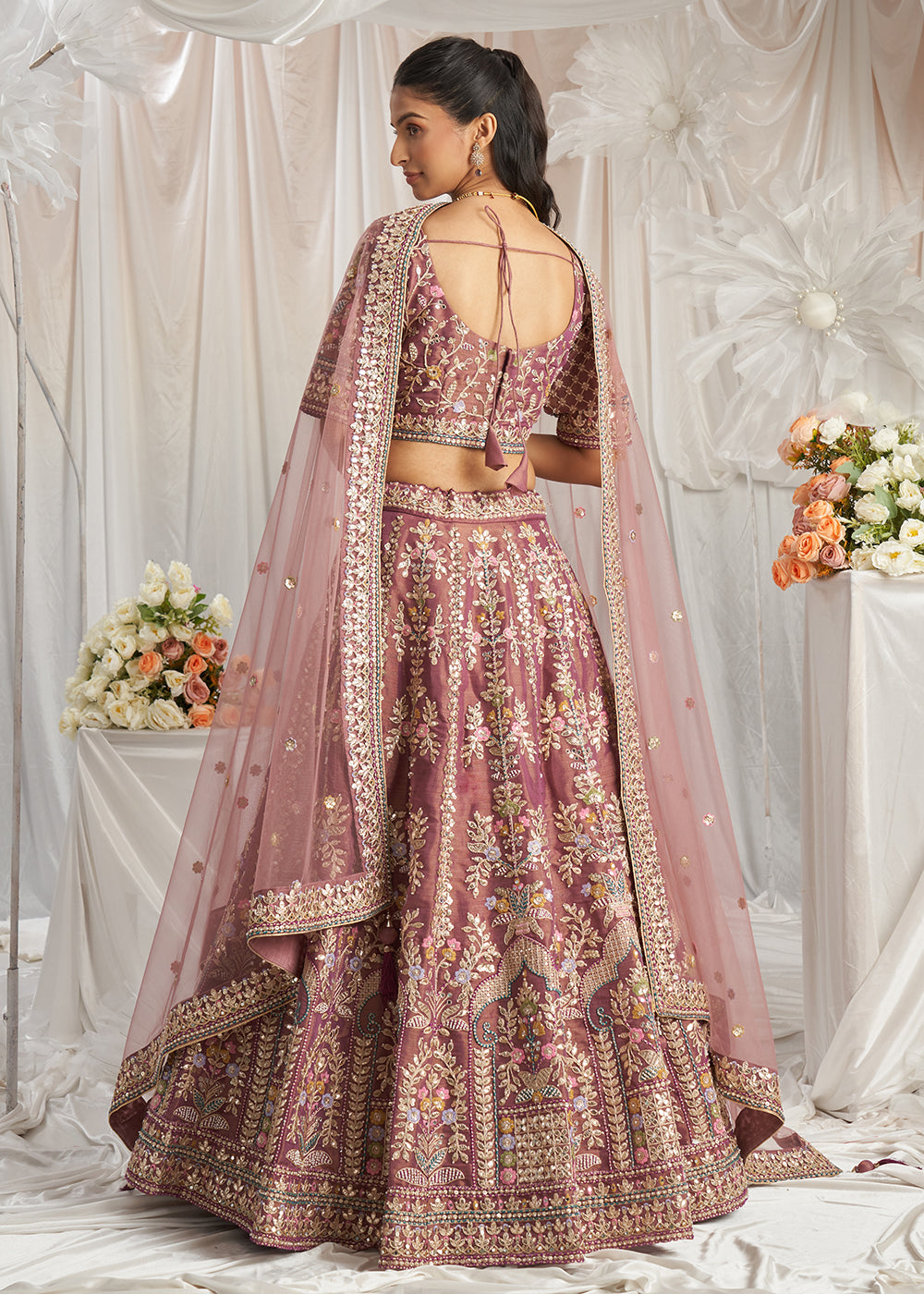 Buy Now Lavender Gota Patti Embroidered Bridal Lehenga Choli Online in USA, UK, Canada, UAE, France, Germany & Worldwide at Empress Clothing.