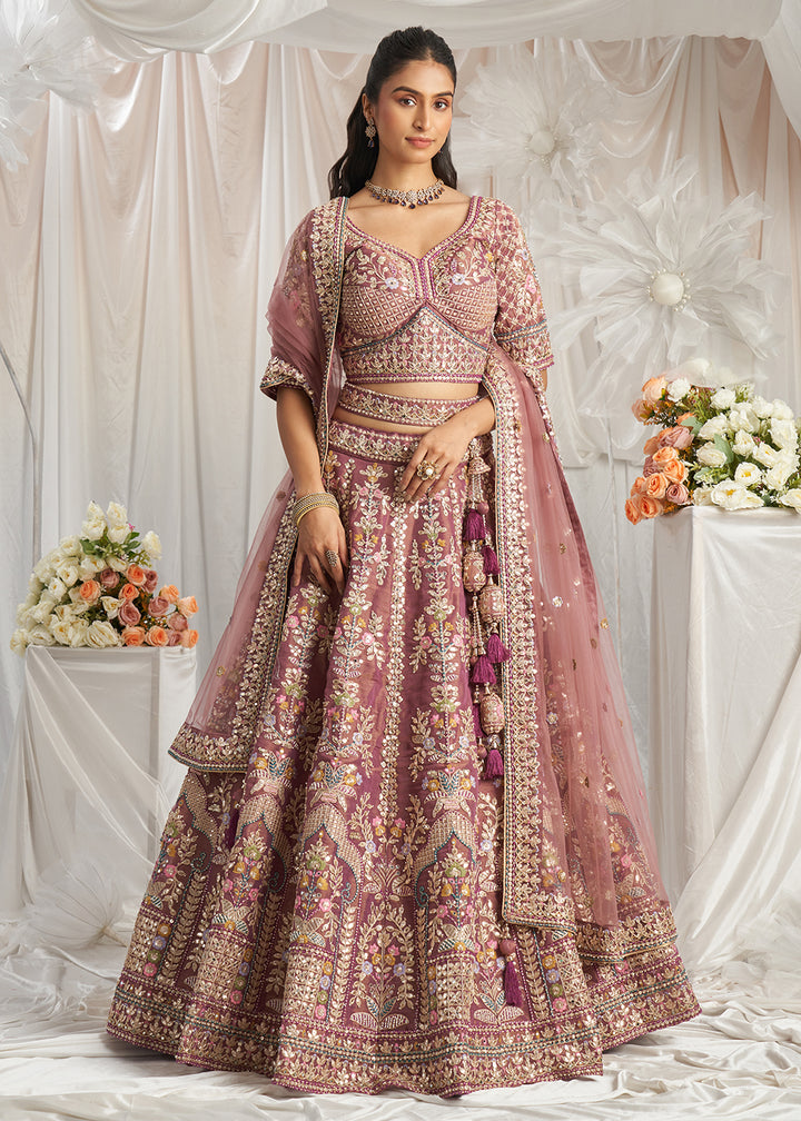 Buy Now Lavender Gota Patti Embroidered Bridal Lehenga Choli Online in USA, UK, Canada, UAE, France, Germany & Worldwide at Empress Clothing.