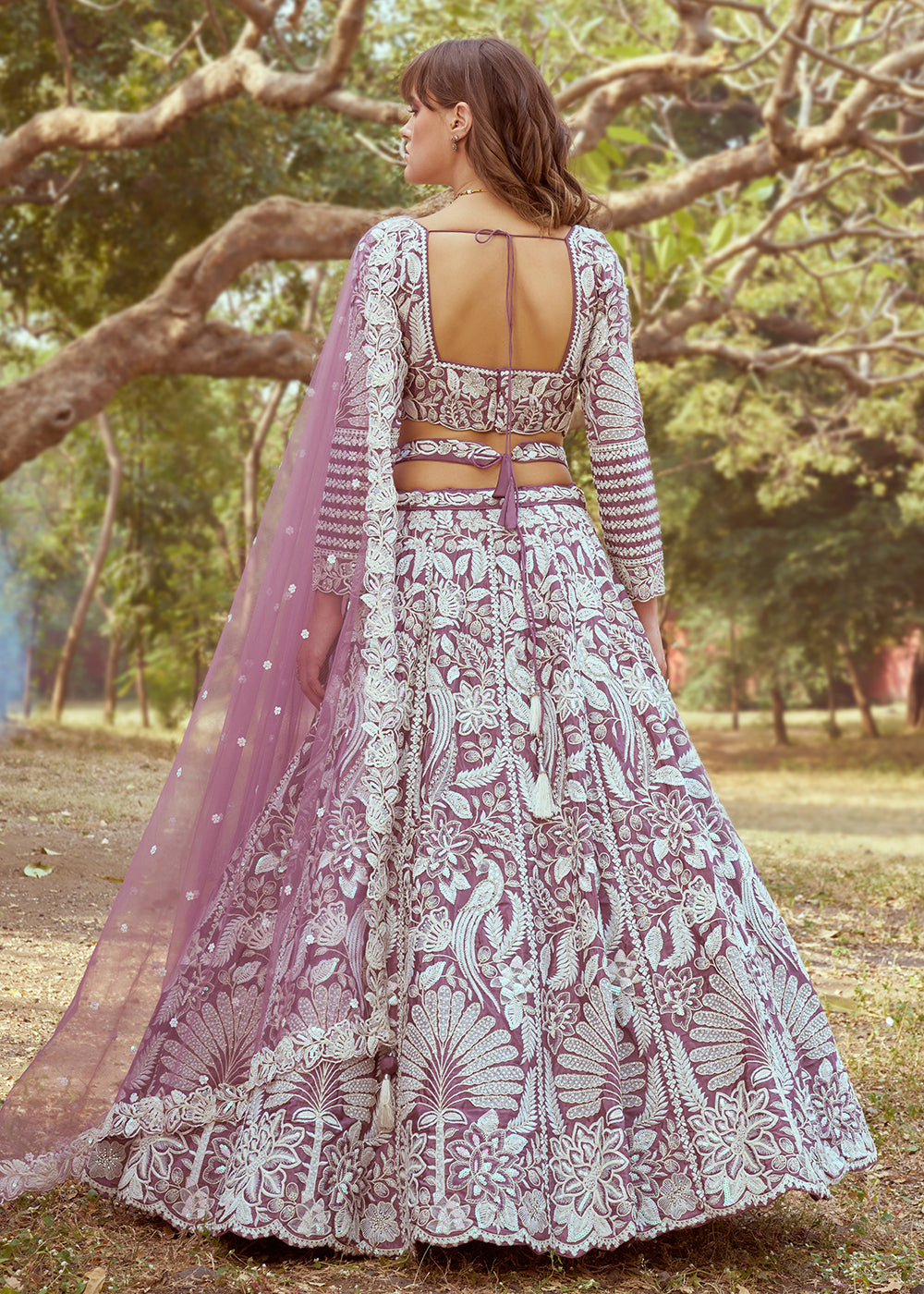 Buy Now Lavender Satin Sequins Embroidered Designer Lehenga Choli Online in USA, UK, Canada, UAE, France, Germany & Worldwide at Empress Clothing. 