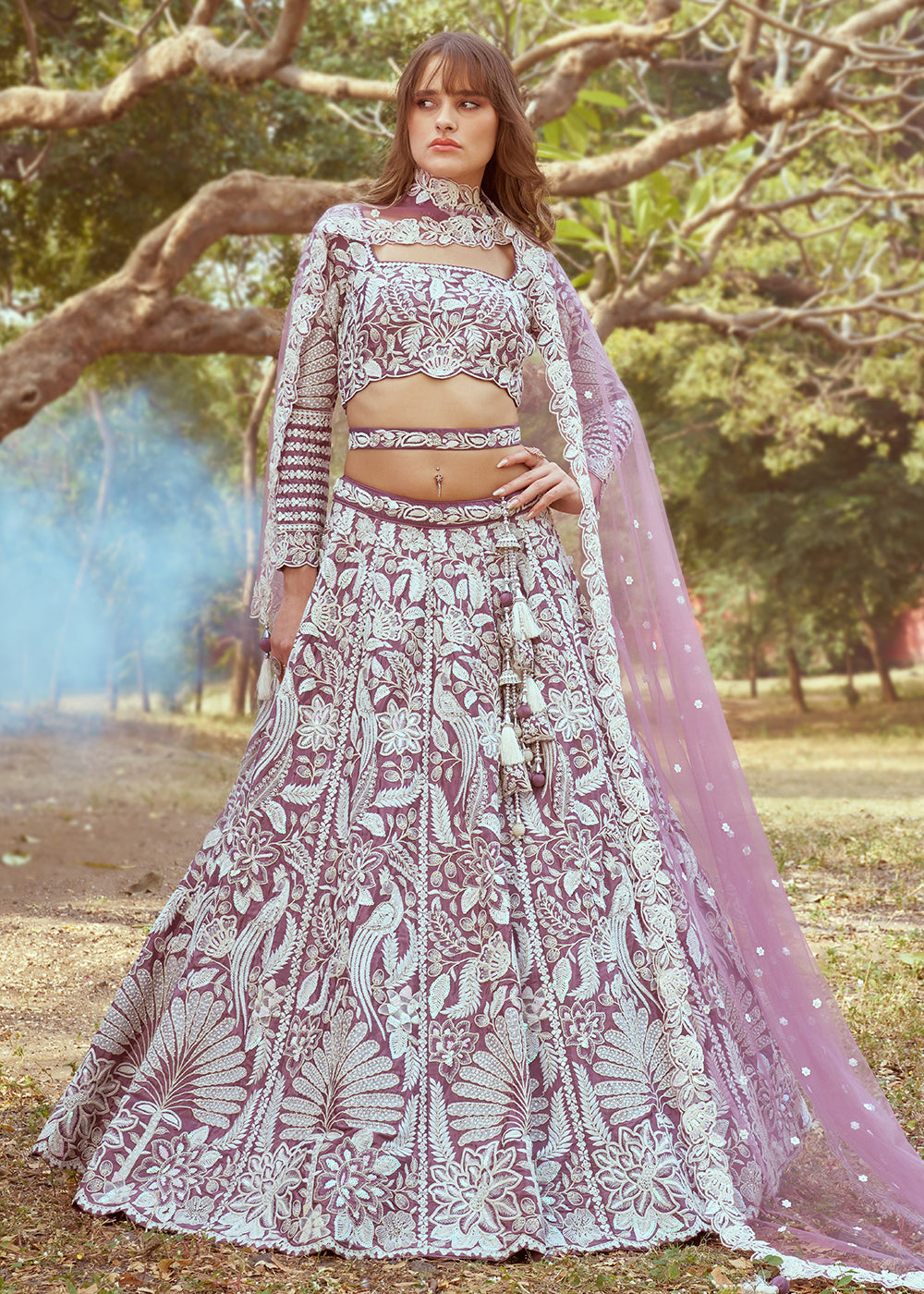 Buy Now Lavender Satin Sequins Embroidered Designer Lehenga Choli Online in USA, UK, Canada, UAE, France, Germany & Worldwide at Empress Clothing. 