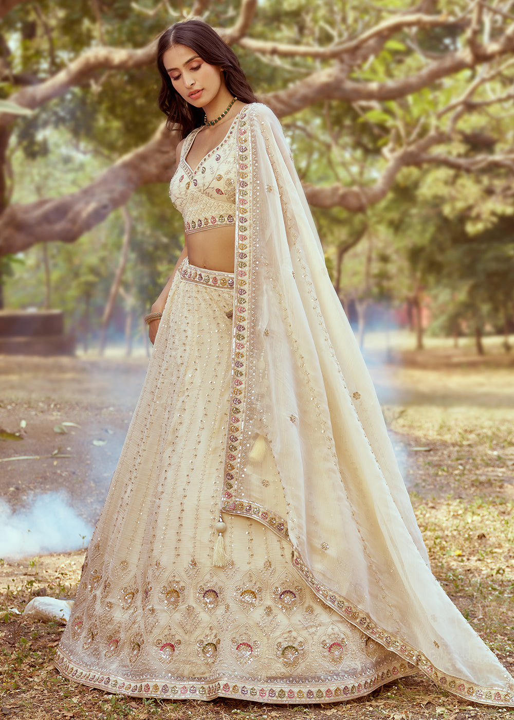 Buy Now Hand Work Embroidered Cream Wedding Lehenga Choli Online in USA, UK, Canada, UAE, France, Germany & Worldwide at Empress Clothing. 