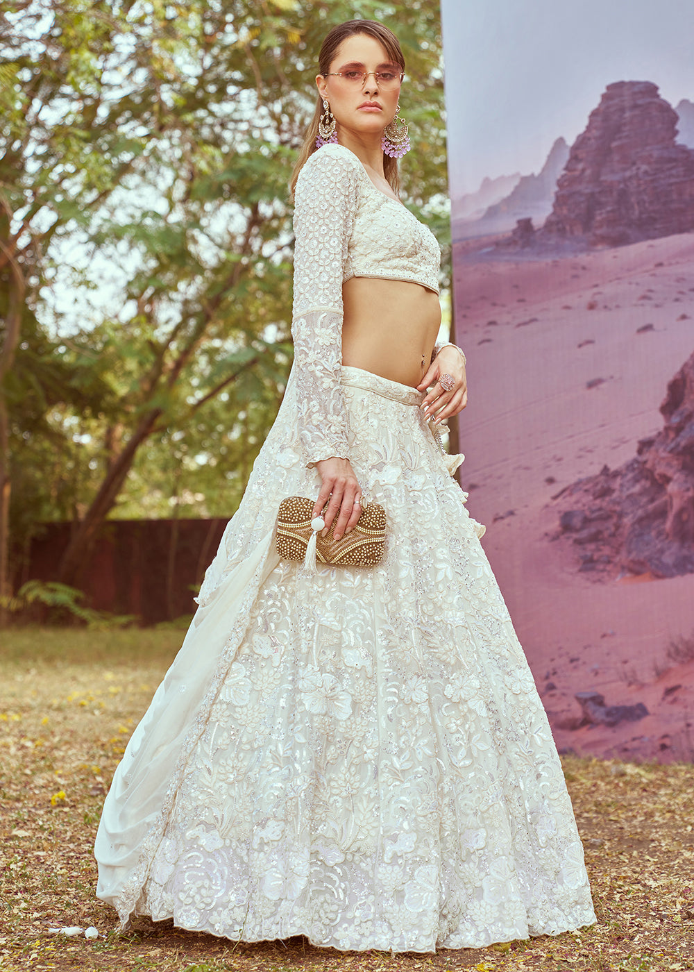 Buy Now Wedding Cream Georgette Embroidered Designer Lehenga Choli Online in USA, UK, Canada, France, UAE & Worldwide at Empress Clothing. 