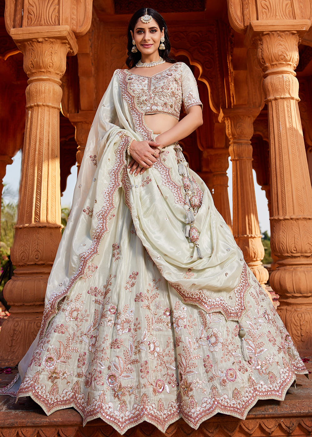 Buy Now Designer Lime Green Embroidered Bridal Lehenga Choli Online in USA, UK, Canada, France, Italy, Austria, UAE & Worldwide at Empress Clothing.