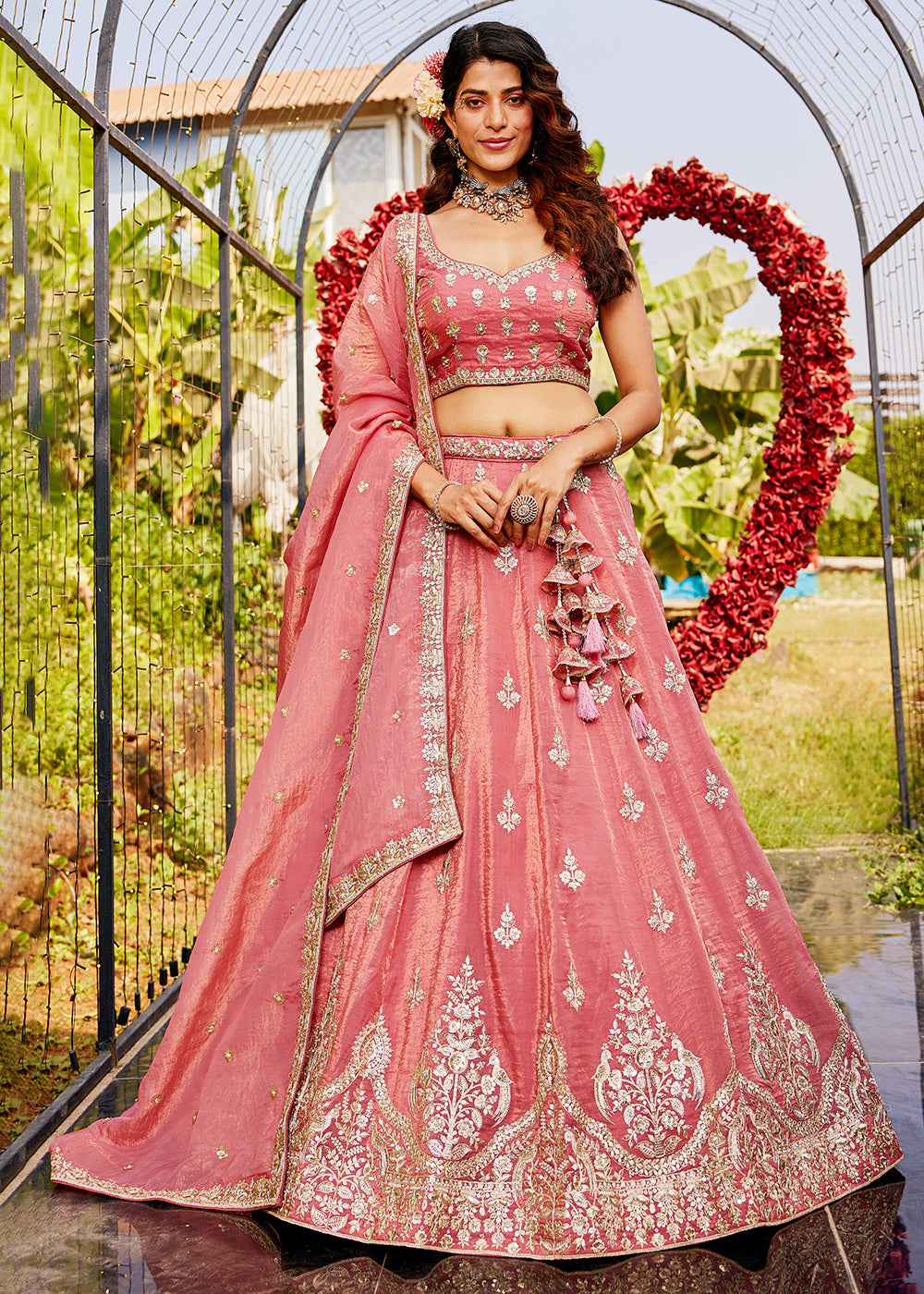 Buy Now Pink Organza Fabric Embroidered Designer Lehenga Choli Online in USA, UK, Canada, France & Worldwide at Empress Clothing. 