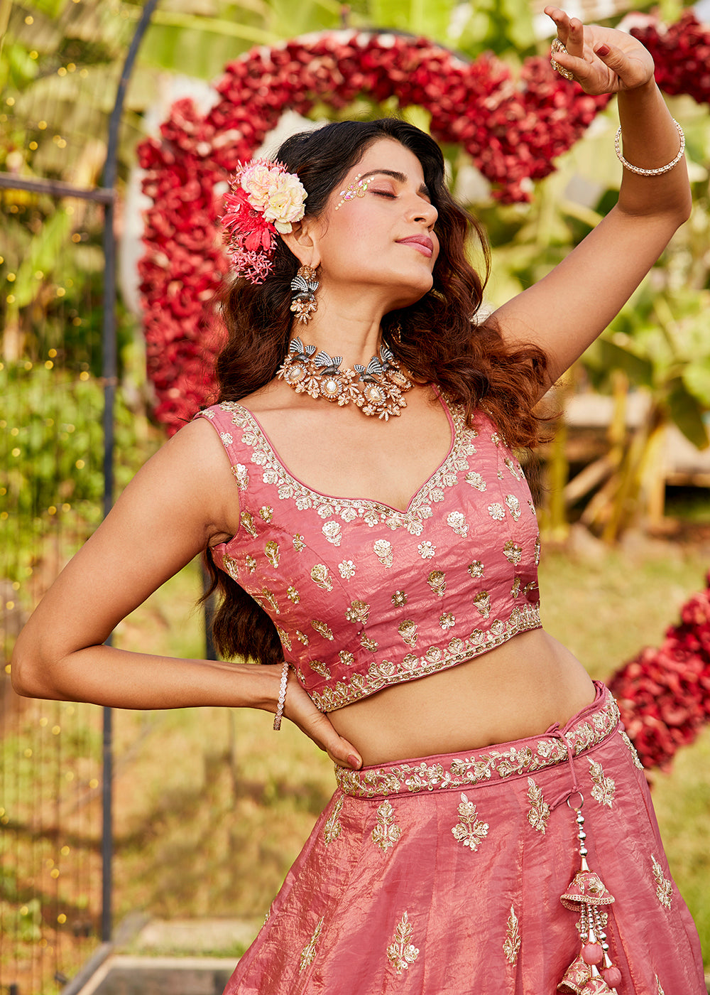 Buy Now Pink Organza Fabric Embroidered Designer Lehenga Choli Online in USA, UK, Canada, France & Worldwide at Empress Clothing. 