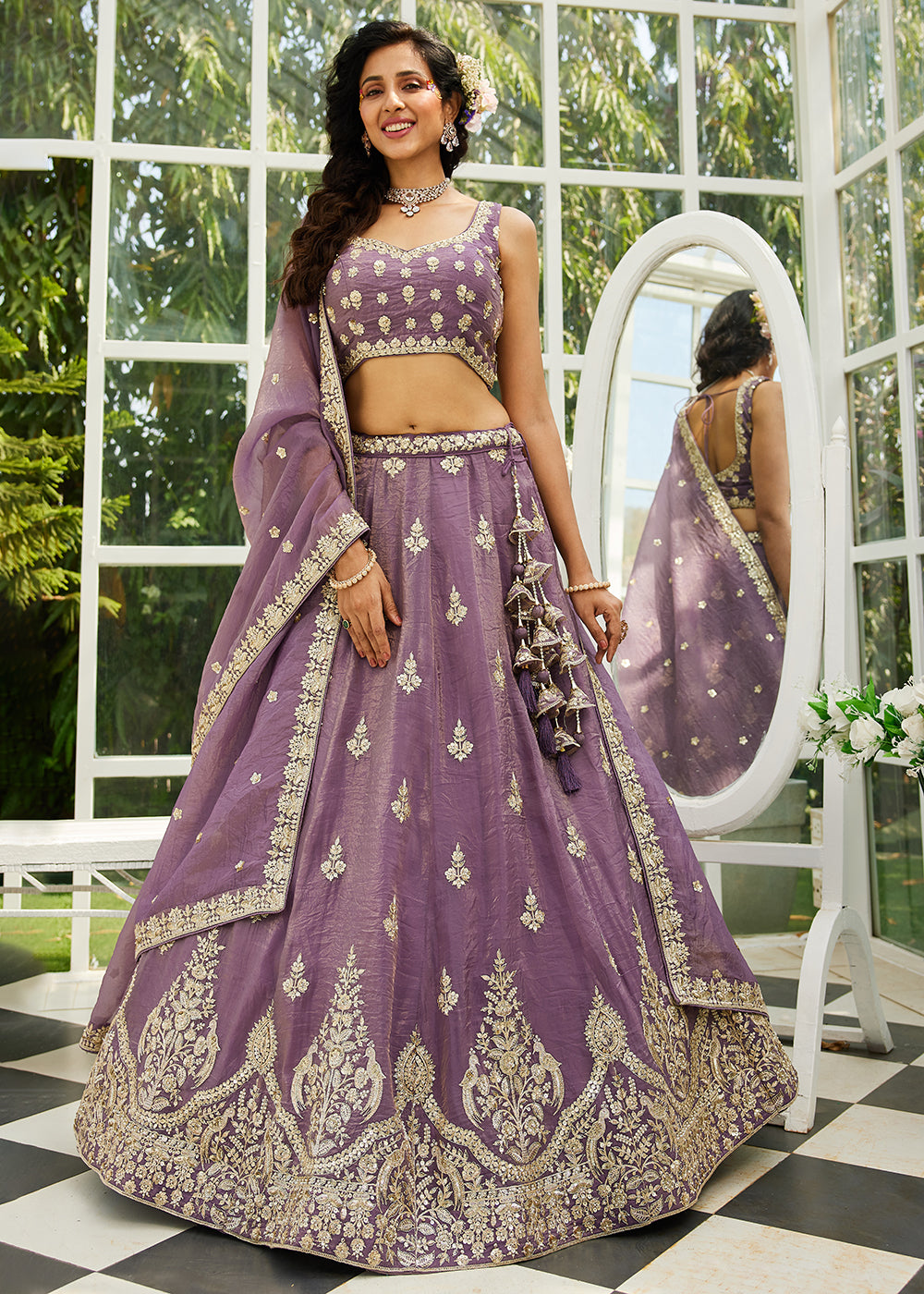 Buy Now Purple Organza Fabric Embroidered Designer Lehenga Choli Online in USA, UK, Canada, France & Worldwide at Empress Clothing. 