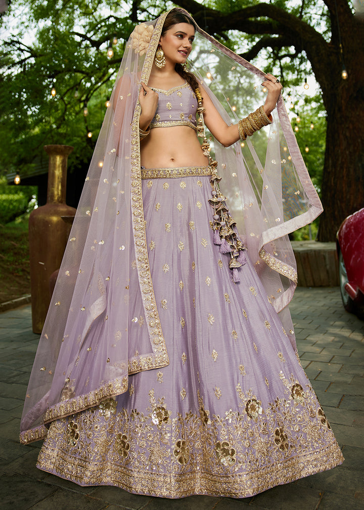 Buy Now Wedding Wear Mauve Chiffon Embroidered Lehenga Choli Online in USA, UK, Canada, France, Italy, Germany, Australia, UAE & Worldwide at Empress Clothing.