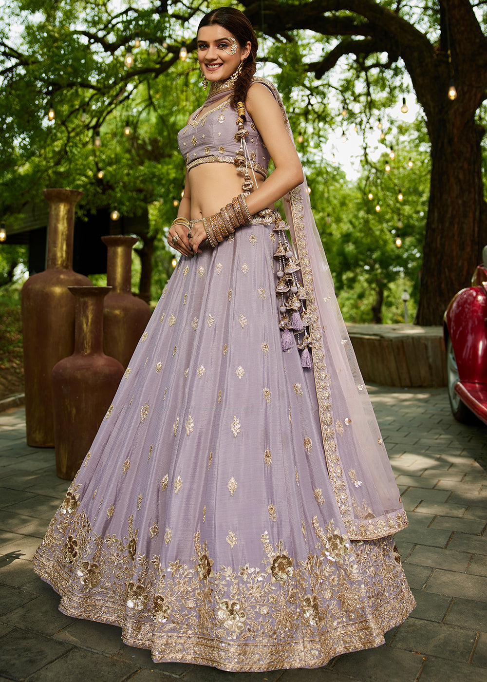 Buy Now Wedding Wear Mauve Chiffon Embroidered Lehenga Choli Online in USA, UK, Canada, France, Italy, Germany, Australia, UAE & Worldwide at Empress Clothing.