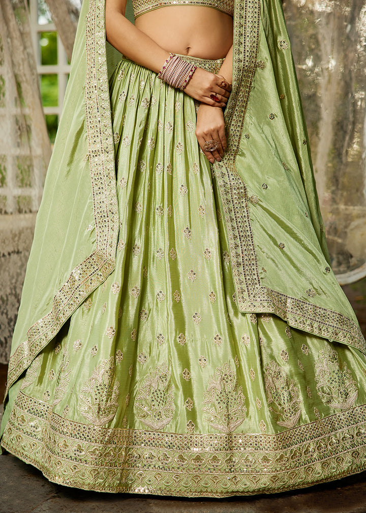 Buy Now Lime Green Cording Embroidered Wedding Lehenga Choli Online in USA, UK, Canada, France, Italy, Germany, Australia, UAE & Worldwide at Empress Clothing.