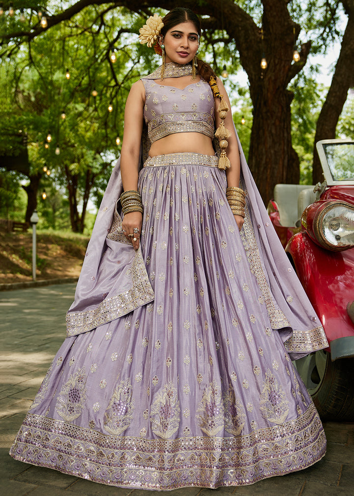 Buy Now Mauve Cording Embroidered Wedding Lehenga Choli Online in USA, UK, Canada, France, Italy, Germany, Australia, UAE & Worldwide at Empress Clothing.