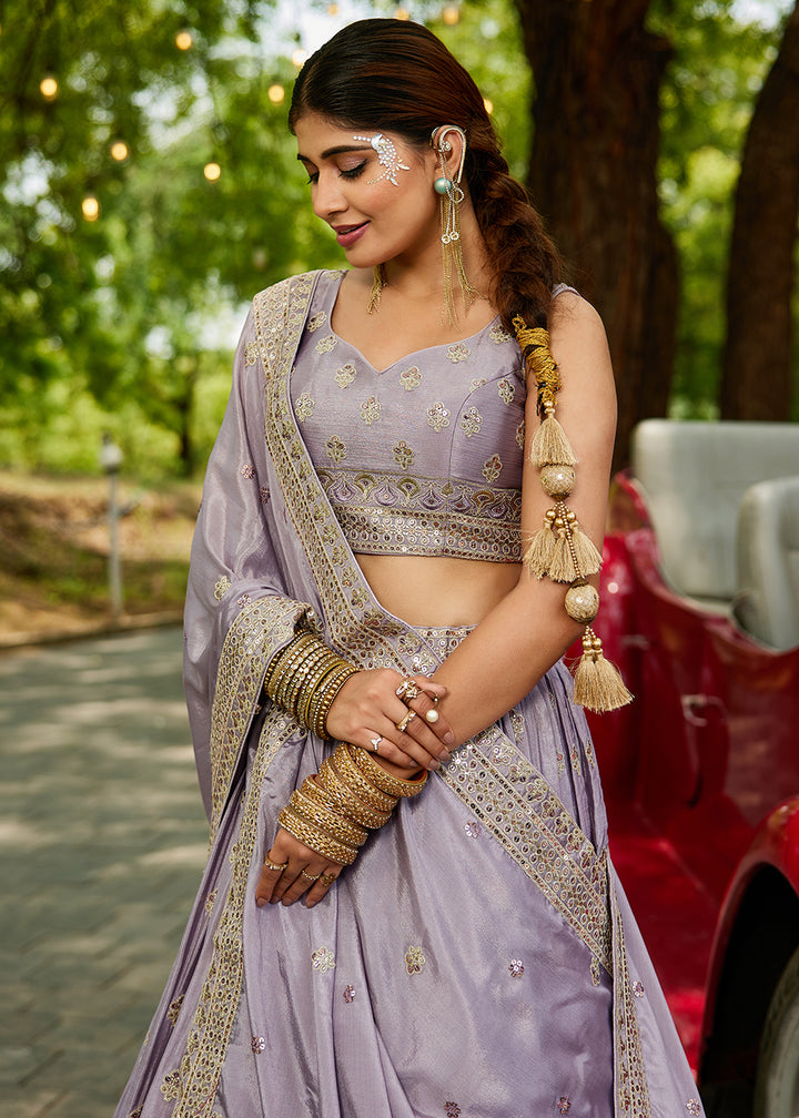 Buy Now Mauve Cording Embroidered Wedding Lehenga Choli Online in USA, UK, Canada, France, Italy, Germany, Australia, UAE & Worldwide at Empress Clothing.