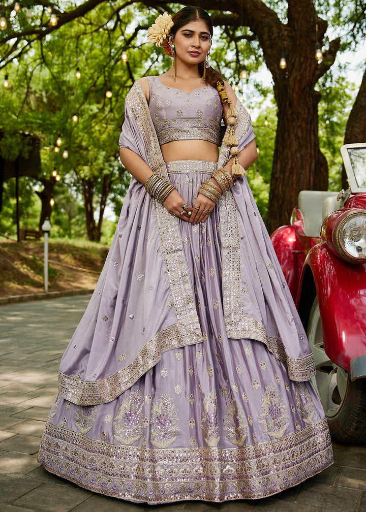 Buy Now Mauve Cording Embroidered Wedding Lehenga Choli Online in USA, UK, Canada, France, Italy, Germany, Australia, UAE & Worldwide at Empress Clothing.