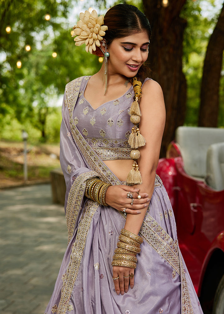 Buy Now Mauve Cording Embroidered Wedding Lehenga Choli Online in USA, UK, Canada, France, Italy, Germany, Australia, UAE & Worldwide at Empress Clothing.