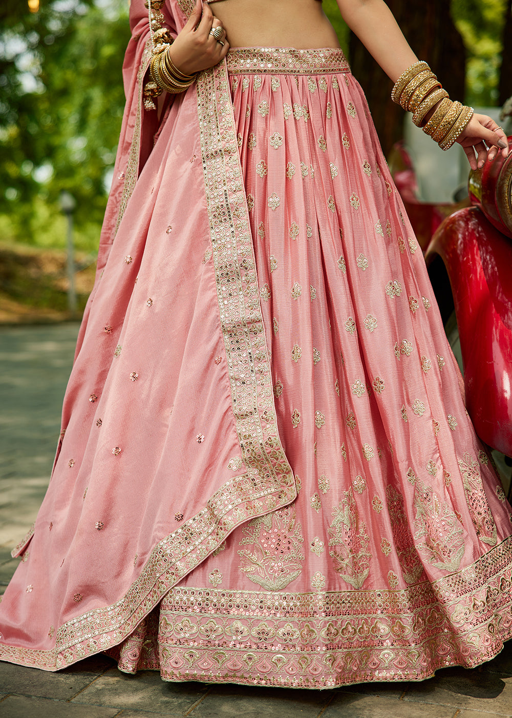 Buy Now Pink Cording Embroidered Wedding Lehenga Choli Online in USA, UK, Canada, France, Italy, Germany, Australia, UAE & Worldwide at Empress Clothing.