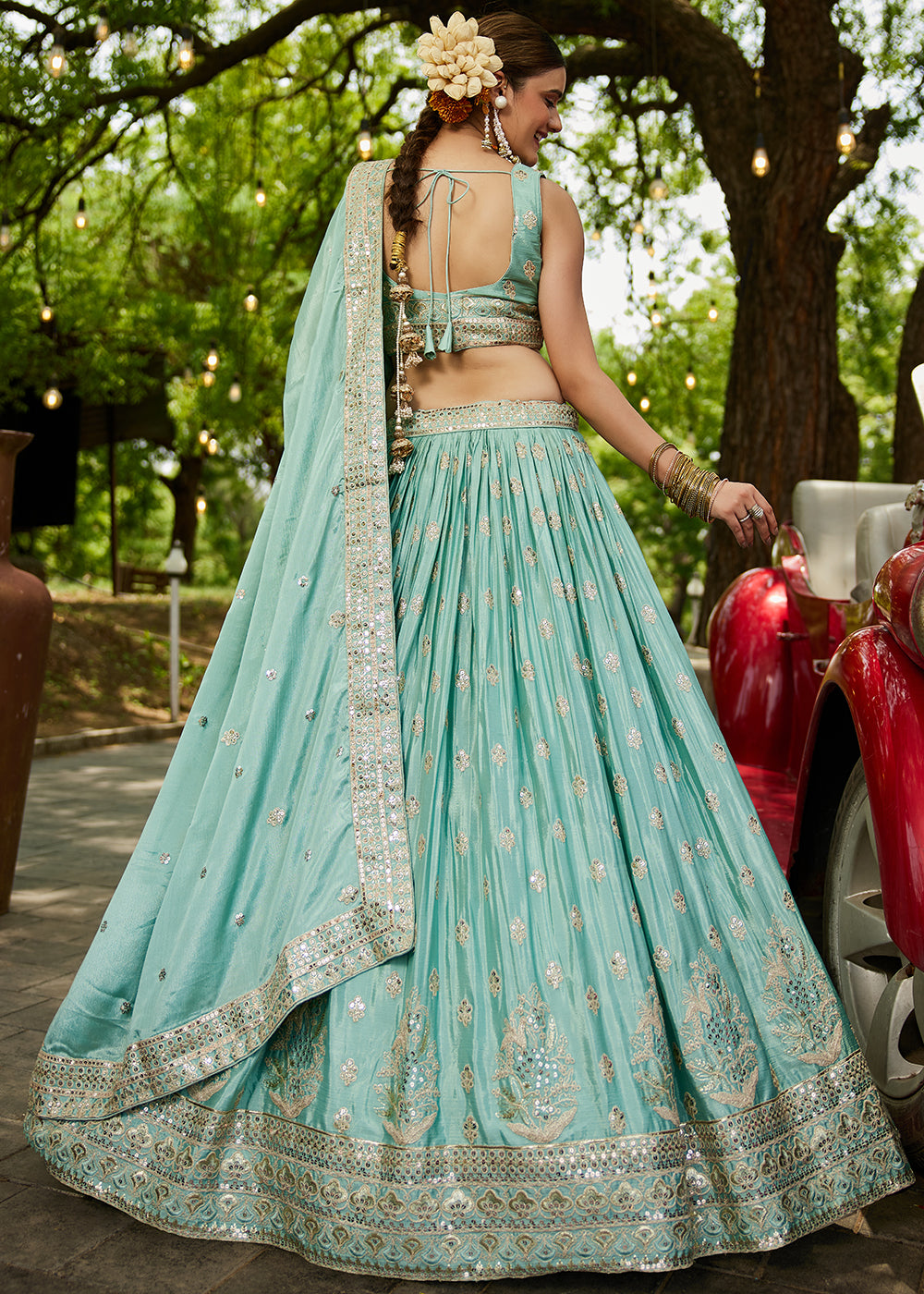 Buy Now Sea Green Cording Embroidered Wedding Lehenga Choli Online in USA, UK, Canada, France, Italy, Germany, Australia, UAE & Worldwide at Empress Clothing.