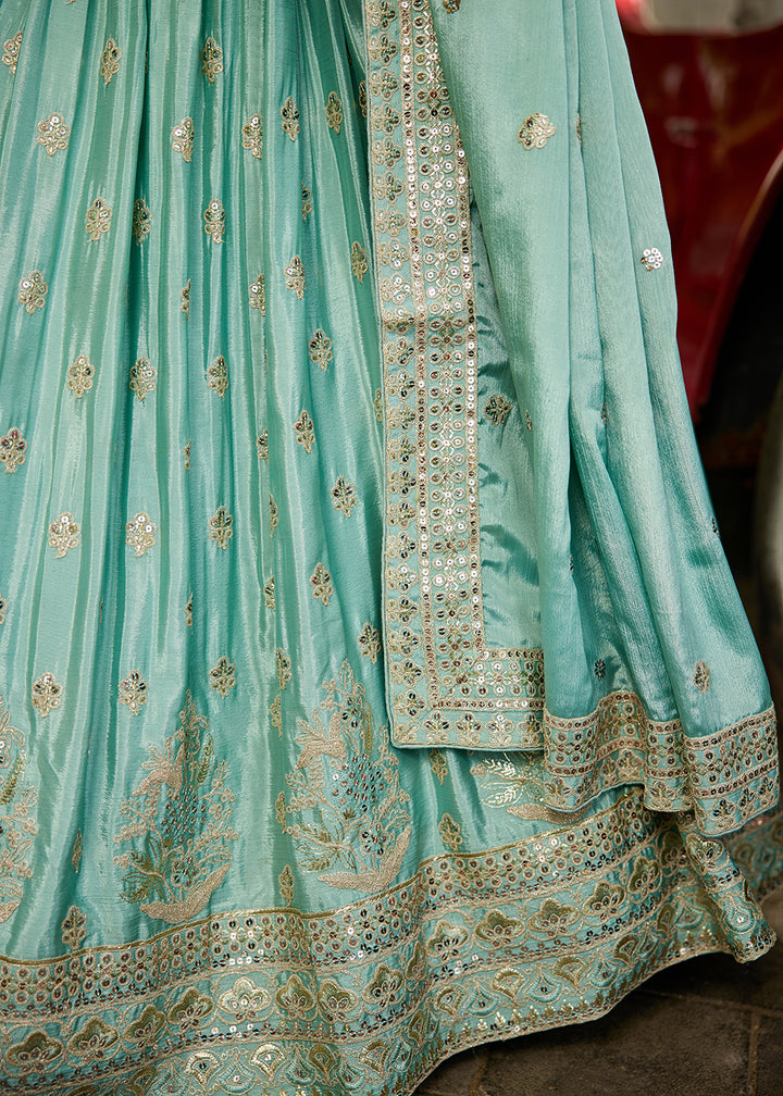 Buy Now Sea Green Cording Embroidered Wedding Lehenga Choli Online in USA, UK, Canada, France, Italy, Germany, Australia, UAE & Worldwide at Empress Clothing.