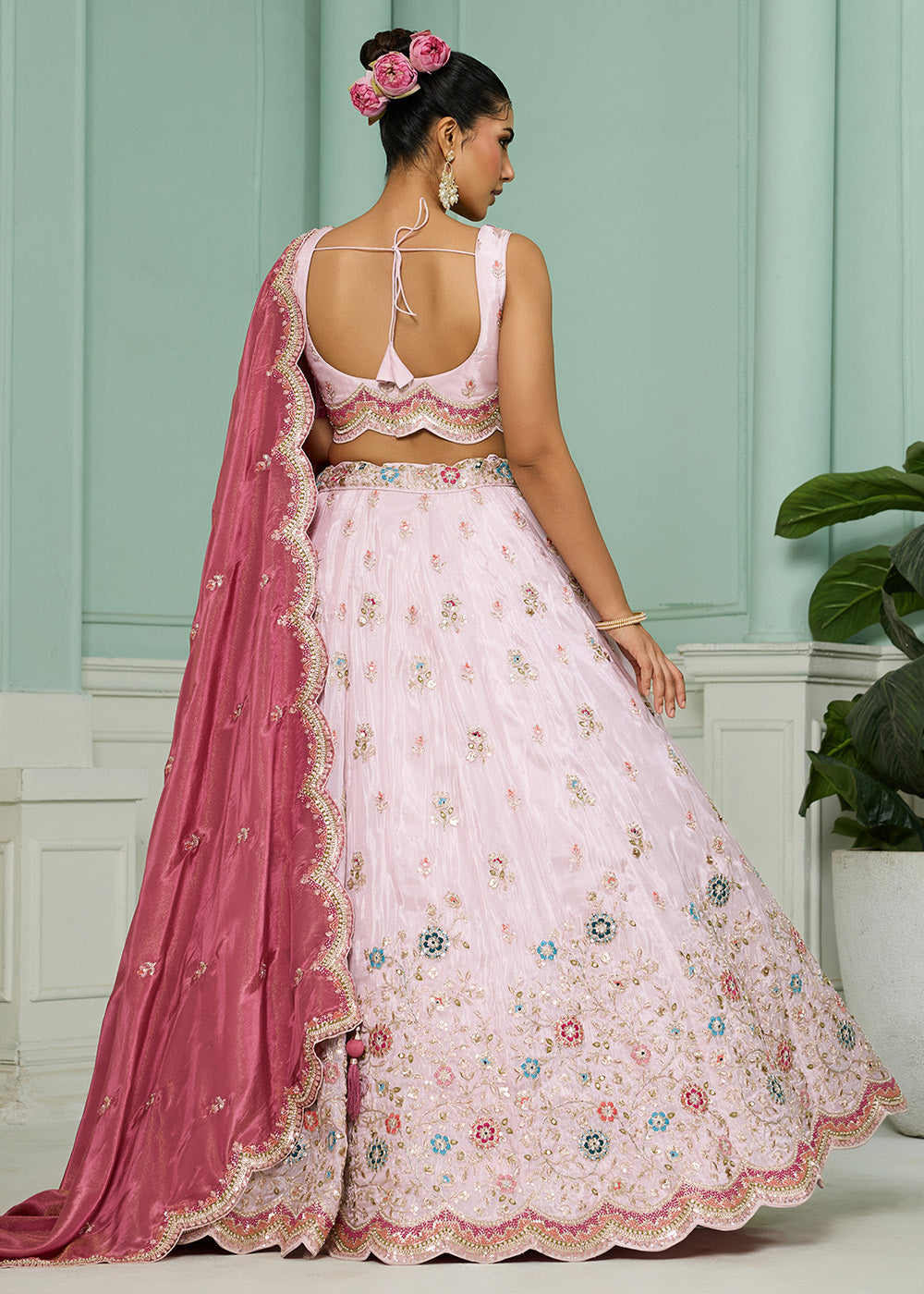 Buy Now Breathtaking Pink Wedding Designer Lehenga Choli Online in US, UK, Canada, France, Italy, Germany, Sweden, Denmark, Greece, UAE & Worldwide at Empress.