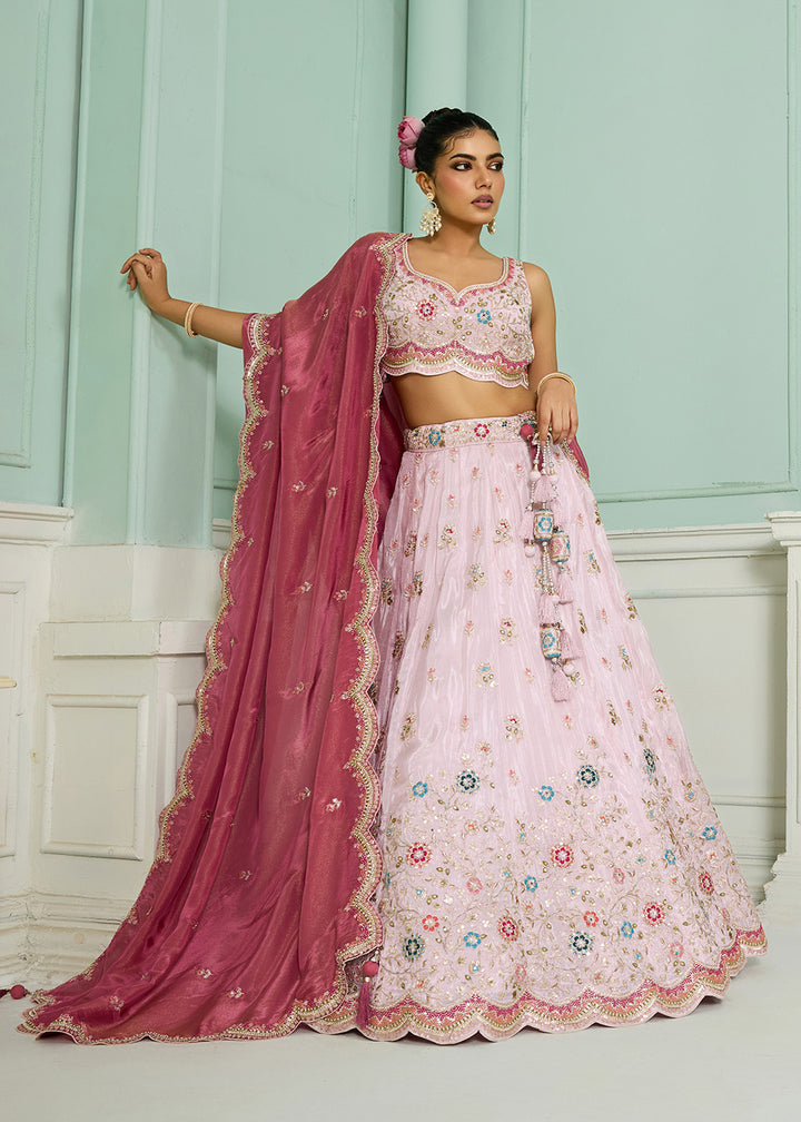 Buy Now Breathtaking Pink Wedding Designer Lehenga Choli Online in US, UK, Canada, France, Italy, Germany, Sweden, Denmark, Greece, UAE & Worldwide at Empress.