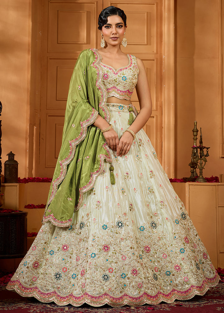 Buy Now Breathtaking Lime Green Wedding Designer Lehenga Choli Online in US, UK, Canada, France, Italy, Germany, Sweden, Denmark, Greece & Worldwide at Empress.