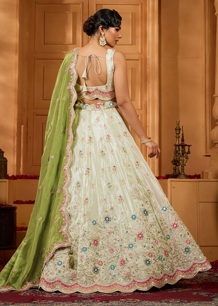 Buy Now Breathtaking Lime Green Wedding Designer Lehenga Choli Online in US, UK, Canada, France, Italy, Germany, Sweden, Denmark, Greece & Worldwide at Empress.