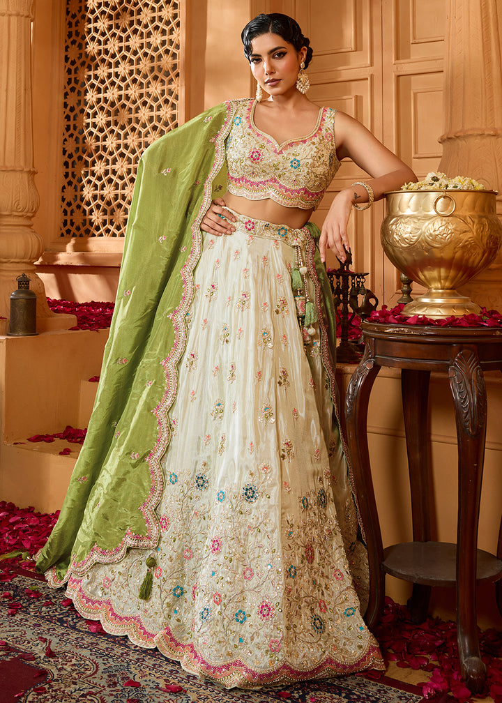 Buy Now Breathtaking Lime Green Wedding Designer Lehenga Choli Online in US, UK, Canada, France, Italy, Germany, Sweden, Denmark, Greece & Worldwide at Empress.