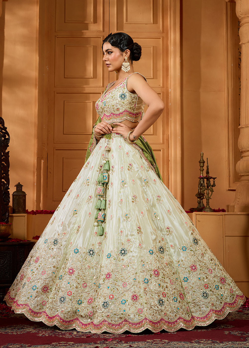 Buy Now Breathtaking Lime Green Wedding Designer Lehenga Choli Online in US, UK, Canada, France, Italy, Germany, Sweden, Denmark, Greece & Worldwide at Empress.