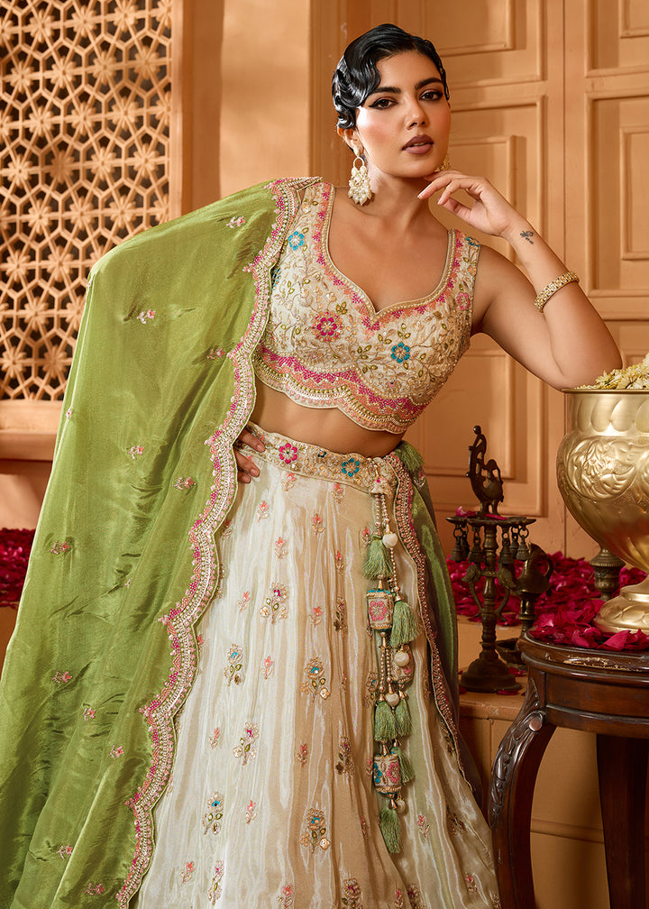 Buy Now Breathtaking Lime Green Wedding Designer Lehenga Choli Online in US, UK, Canada, France, Italy, Germany, Sweden, Denmark, Greece & Worldwide at Empress.