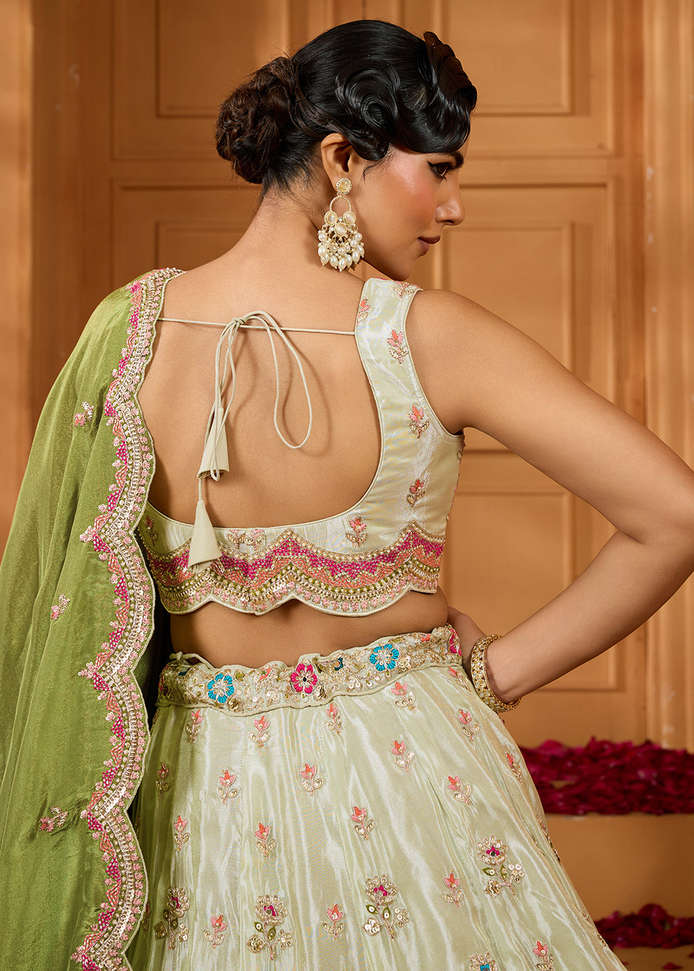 Buy Now Breathtaking Lime Green Wedding Designer Lehenga Choli Online in US, UK, Canada, France, Italy, Germany, Sweden, Denmark, Greece & Worldwide at Empress.