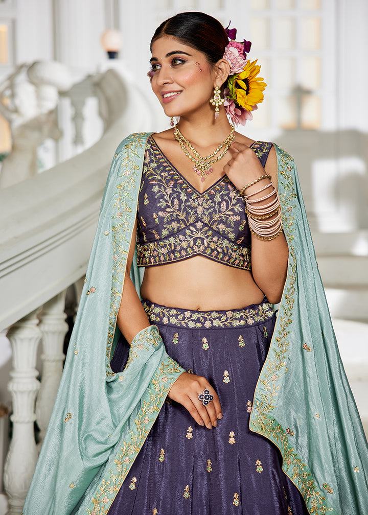 Buy Now Rose Gold Sequins & Cording Work Wedding Lehenga Choli Online in USA, UK, Canada, France, Italy, Germany, Australia & Worldwide at Empress Clothing.