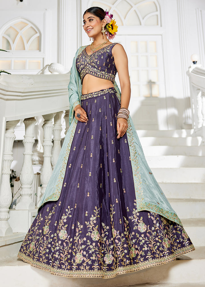 Buy Now Rose Gold Sequins & Cording Work Wedding Lehenga Choli Online in USA, UK, Canada, France, Italy, Germany, Australia & Worldwide at Empress Clothing.