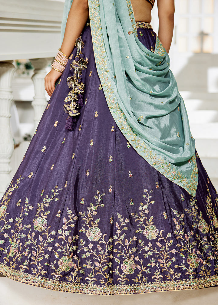 Buy Now Rose Gold Sequins & Cording Work Wedding Lehenga Choli Online in USA, UK, Canada, France, Italy, Germany, Australia & Worldwide at Empress Clothing.