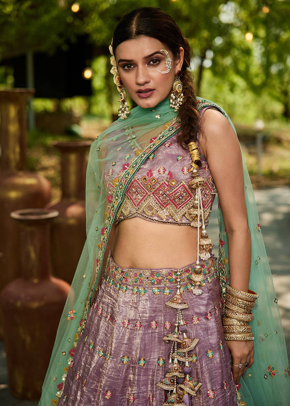 Buy Now Lavender Cording Embroidery Designer Lehenga Choli Online in USA, UK, Canada, France, Italy, Germany, Denmark, Qatar & Worldwide at Empress Clothing.