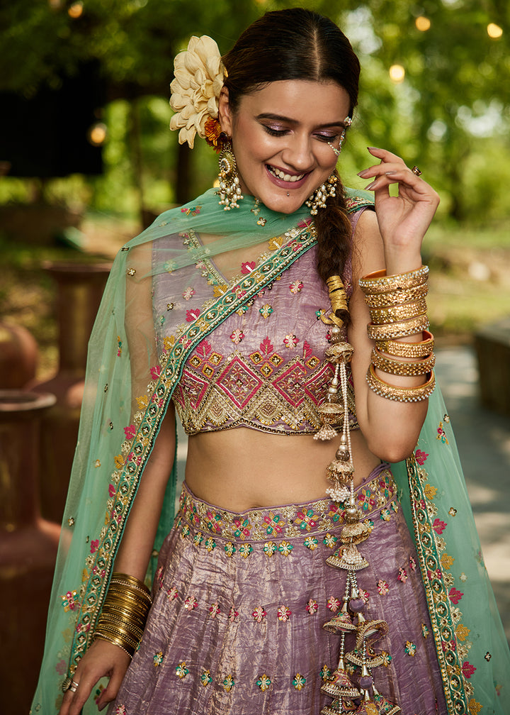 Buy Now Lavender Cording Embroidery Designer Lehenga Choli Online in USA, UK, Canada, France, Italy, Germany, Denmark, Qatar & Worldwide at Empress Clothing.