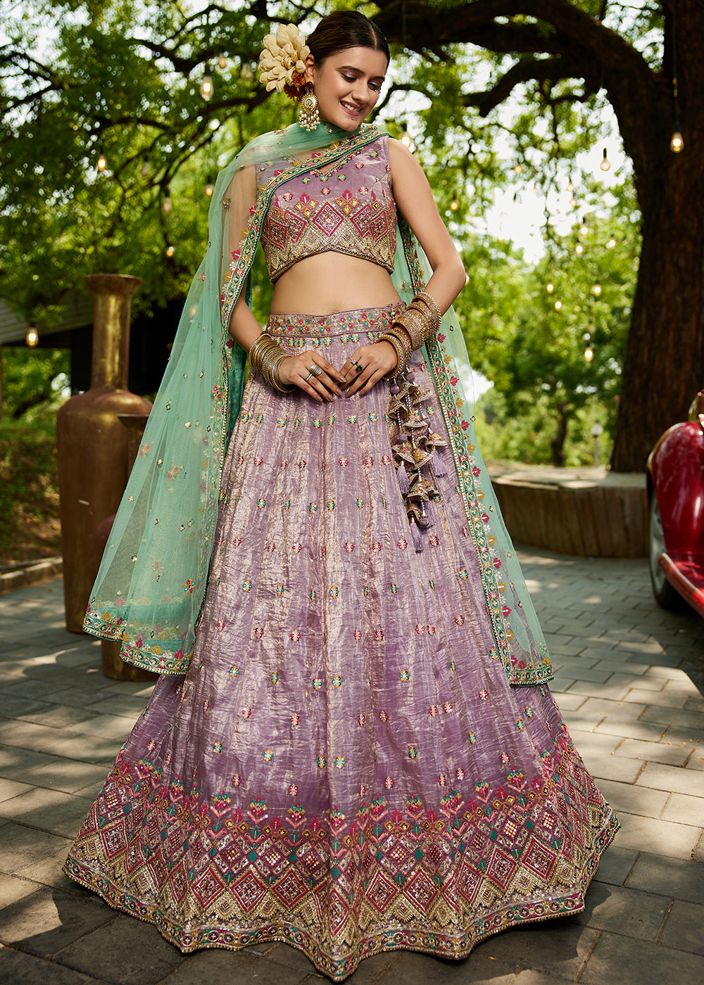 Buy Now Lavender Cording Embroidery Designer Lehenga Choli Online in USA, UK, Canada, France, Italy, Germany, Denmark, Qatar & Worldwide at Empress Clothing.