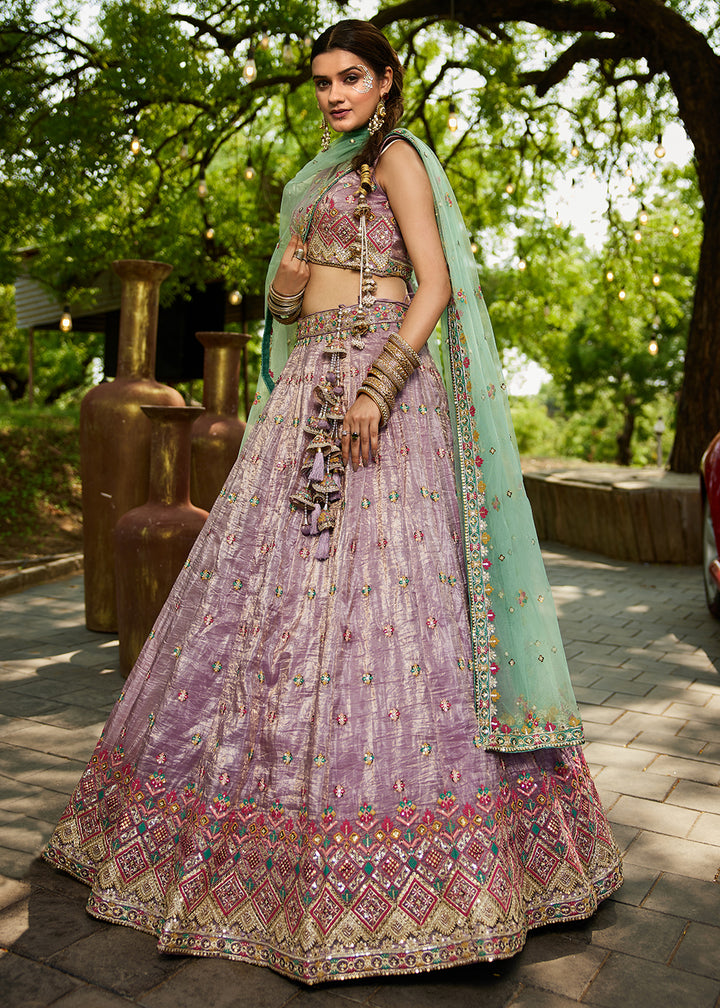 Buy Now Lavender Cording Embroidery Designer Lehenga Choli Online in USA, UK, Canada, France, Italy, Germany, Denmark, Qatar & Worldwide at Empress Clothing.