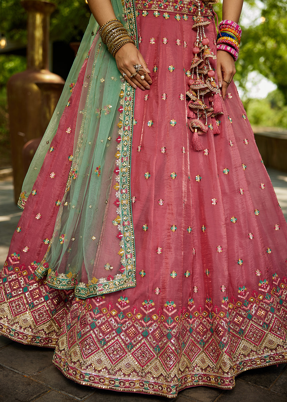 Buy Now Pink Cording Embroidery Designer Lehenga Choli Online in USA, UK, Canada, France, Italy, Germany, Denmark, Qatar, UAE & Worldwide at Empress Clothing.