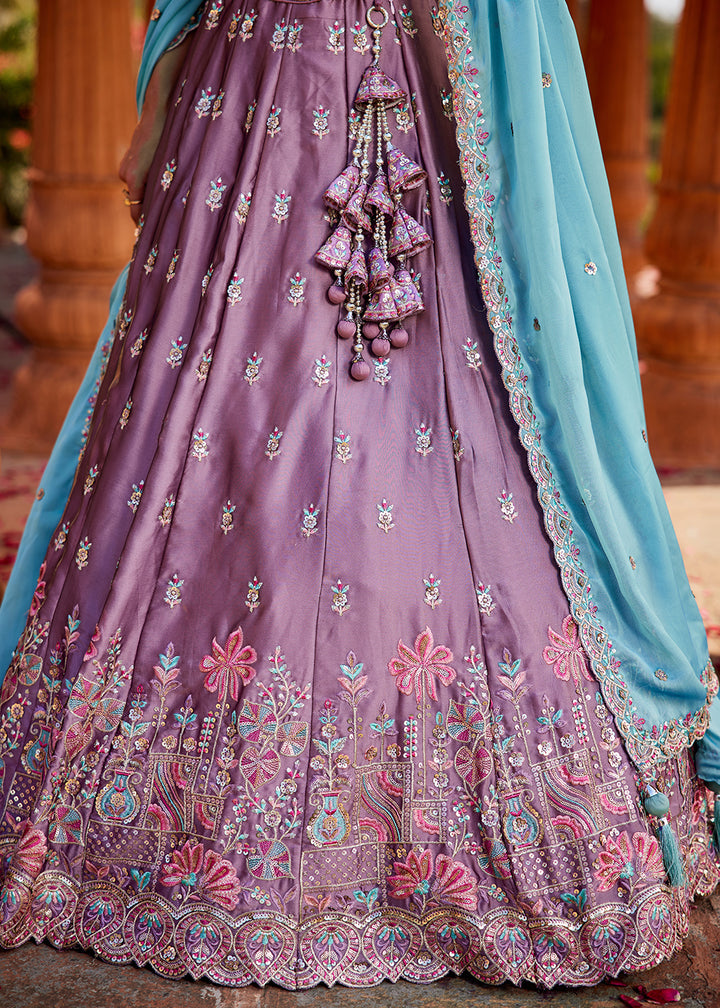 Buy Now Lavender Georgette Sequins Wedding Wear Lehenga Choli Online in USA, UK, Canada, France, Italy, Germany, Denmark, Qatar & Worldwide at Empress Clothing.