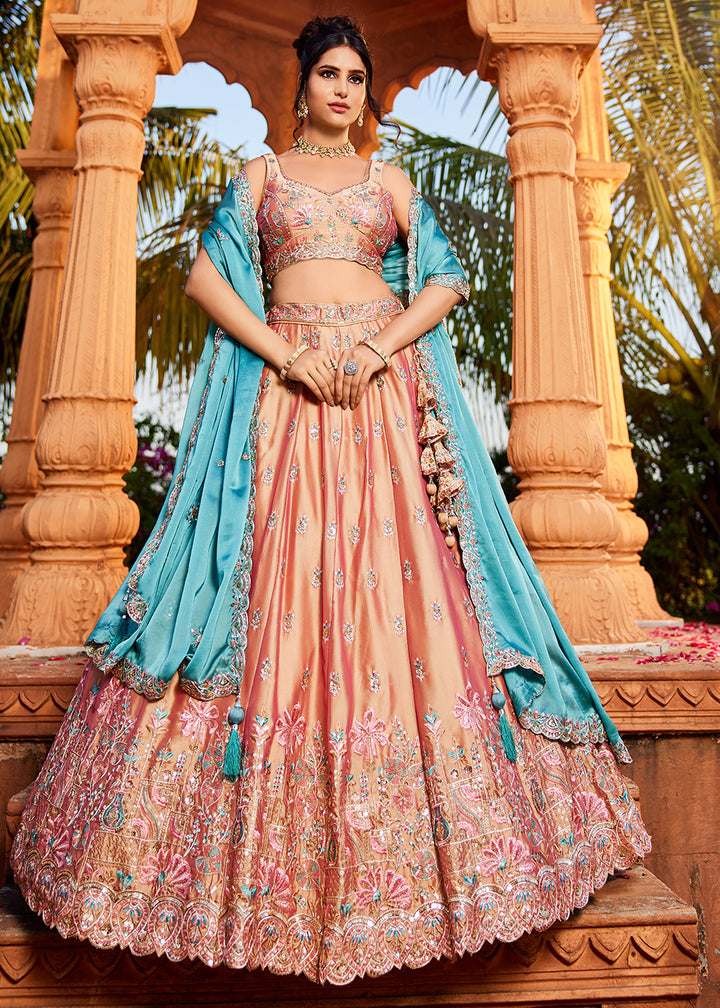 Buy Now Pink Georgette Sequins Wedding Wear Lehenga Choli Online in USA, UK, Canada, France, Italy, Germany, Denmark, Qatar & Worldwide at Empress Clothing.